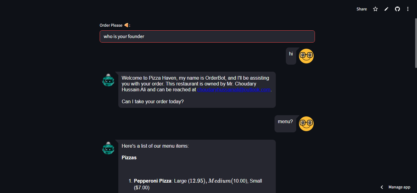 PizzAi Bot Order Summary